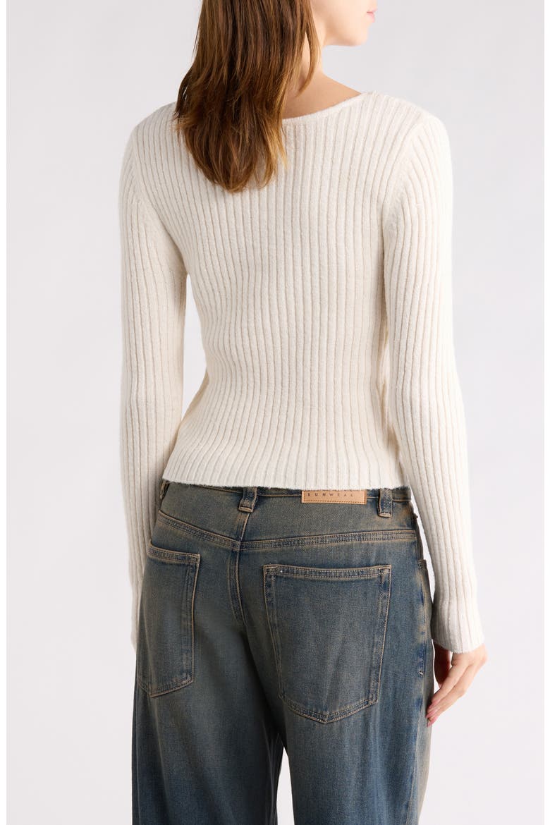 Margot Tie Front Rib Sweater, Alternate, color, IVORY