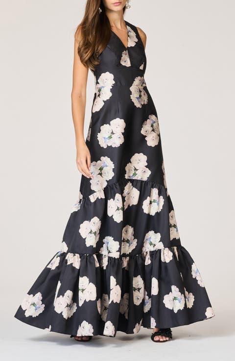 Rori Floral Tiered Mikado Gown (Regular & Plus)