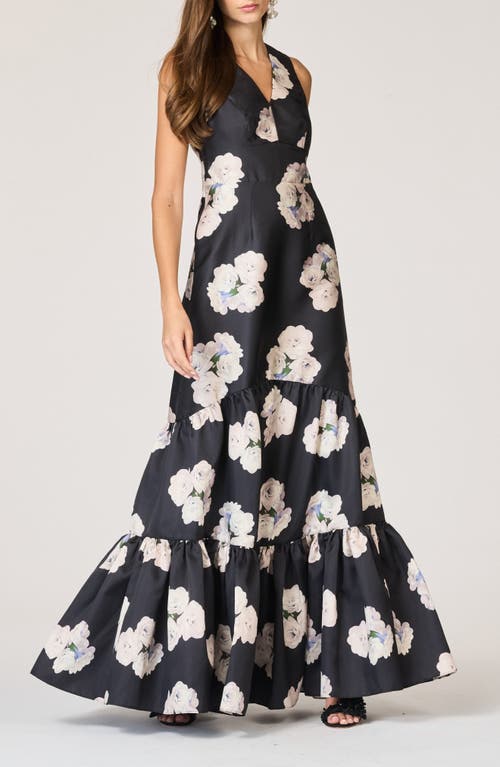 Sachin & Babi Rori Floral Tiered Mikado Gown In Multi