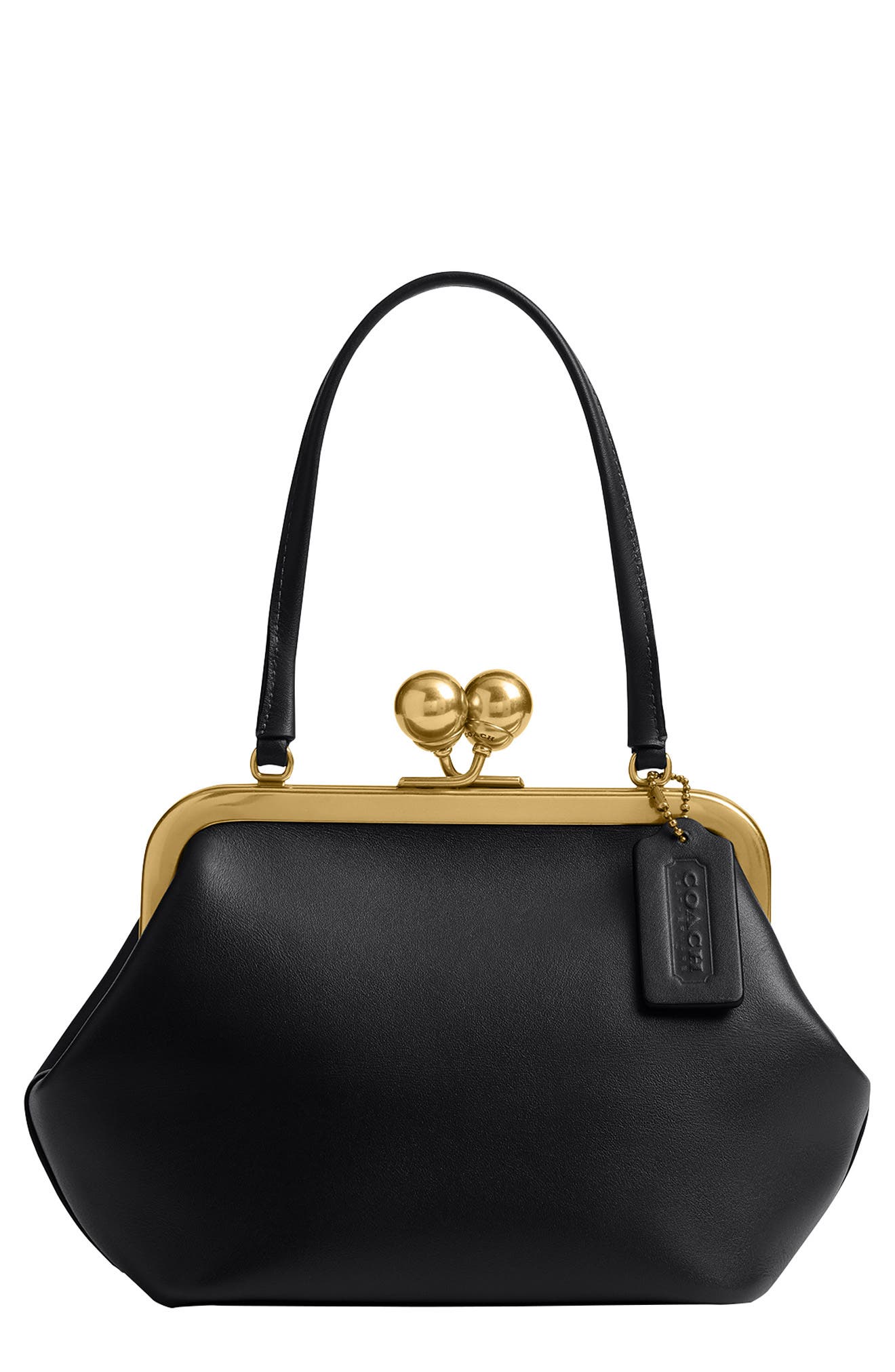 COACH Kisslock Frame Leather Bag, Main, color, 