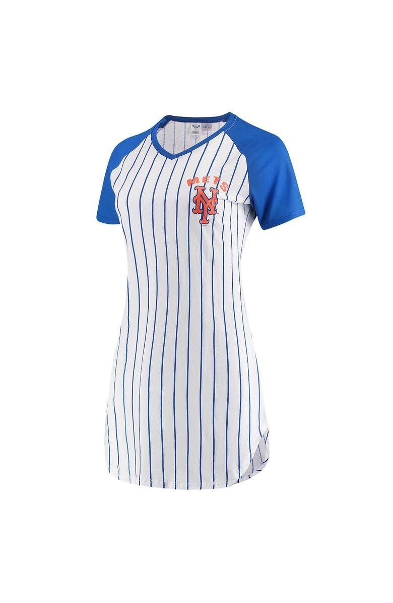 CONCEPTS SPORT Women's Concepts Sport White New York Mets Vigor Pinstripe Nightshirt, Alternate, color, 