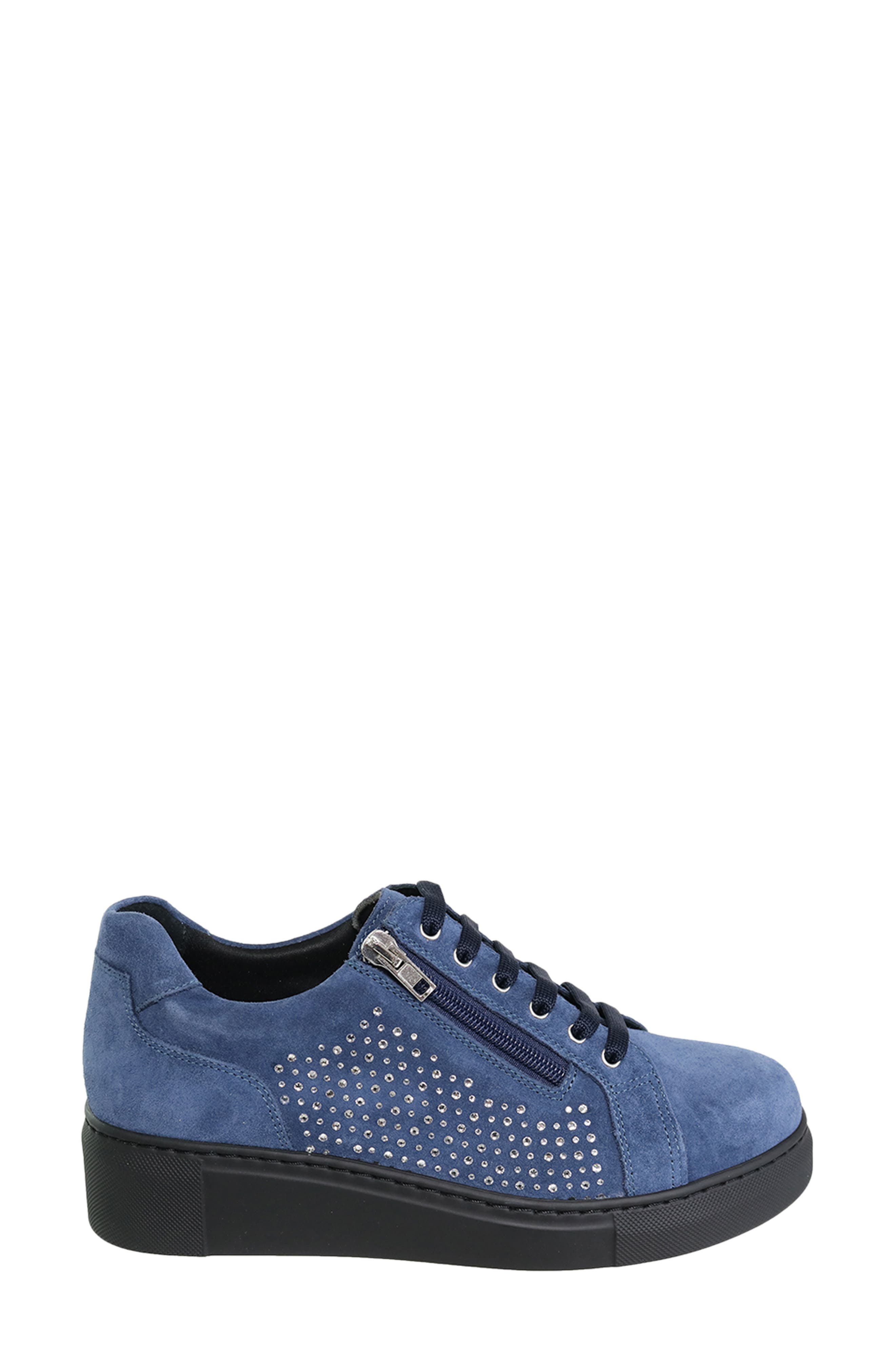 Perla Sneaker, Alternate, color, DENIM SUEDE