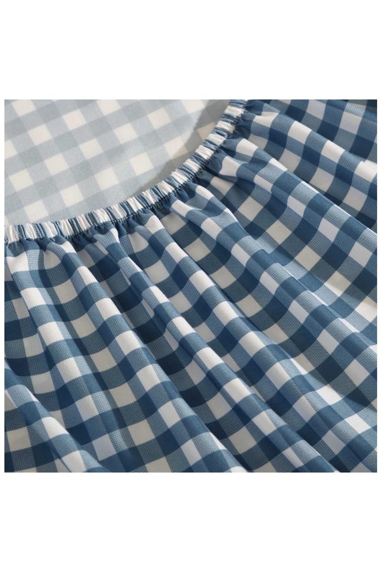 Preston Check Microfiber Sheet Set, Alternate, color, WHITE/ COSMO BLUE