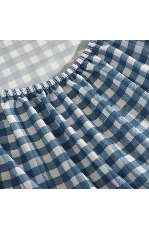 Eddie Bauer Preston Check Microfiber Sheet Set In White/cosmo Blue