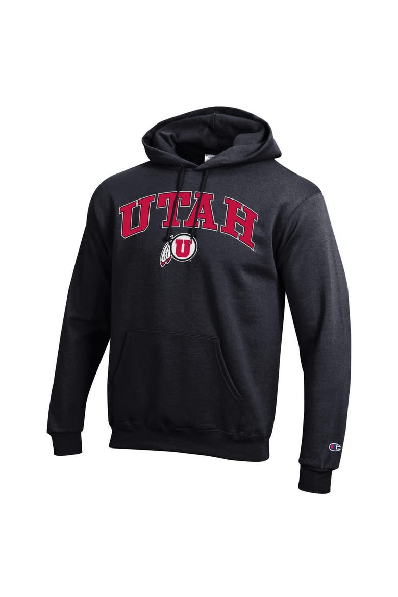 Men's Champion  Black Utah Utes Arch Over Logo Pullover Hoodie, Alternate, color, Black