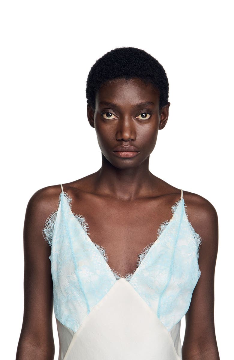 SANDRO Lingerie-style maxi dress, Alternate, color, Ecru