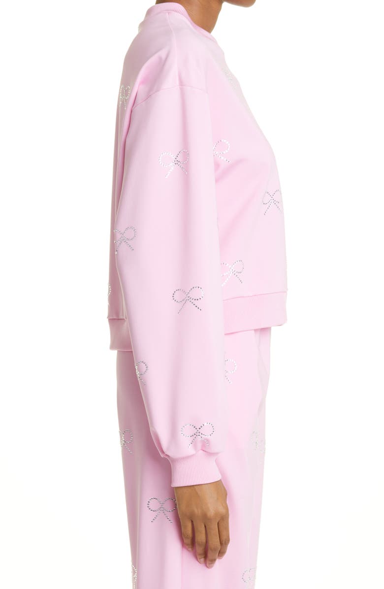 Mach & Mach Embellished Crystal Bow Crewneck Sweatshirt, Alternate, color,