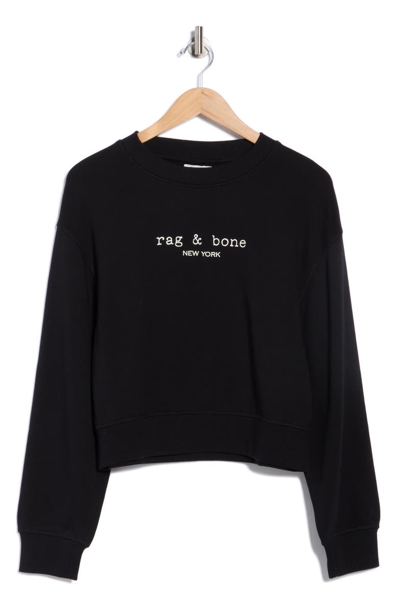 rag & bone Logo Terry Sweatshirt, Alternate, color, Black