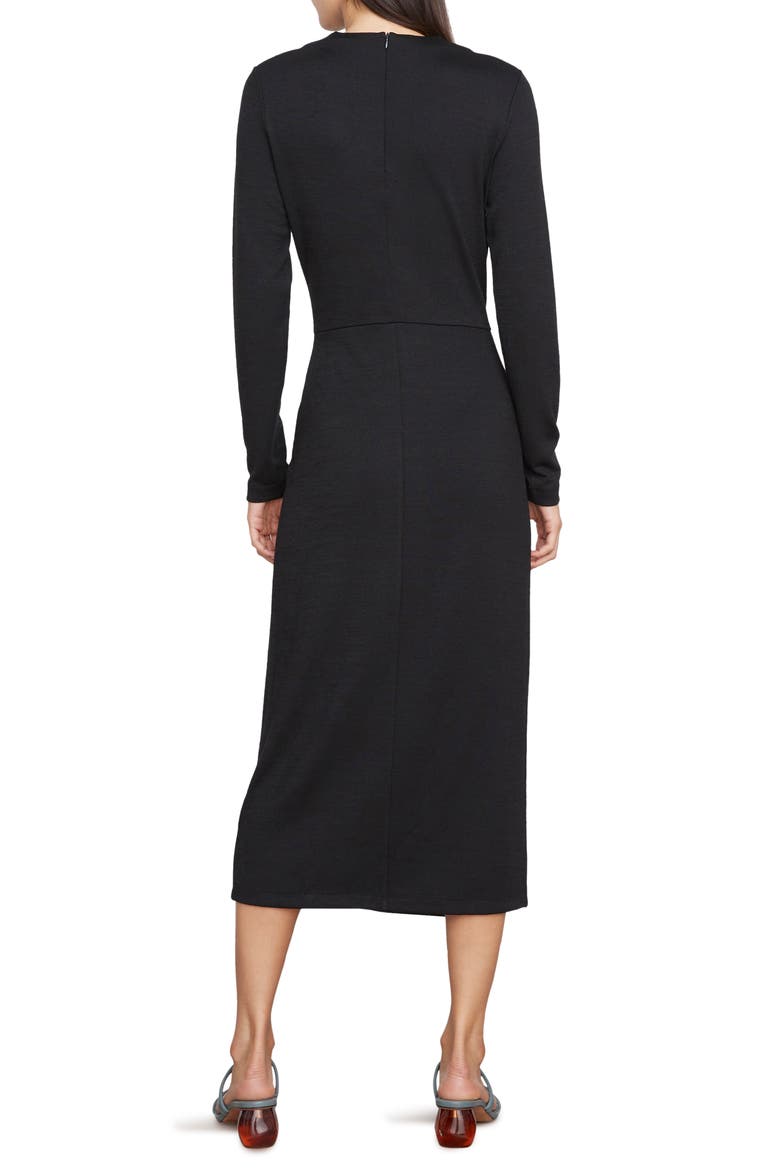 Side Twist Long Sleeve Knit Midi Dress, Alternate, color, BLACK