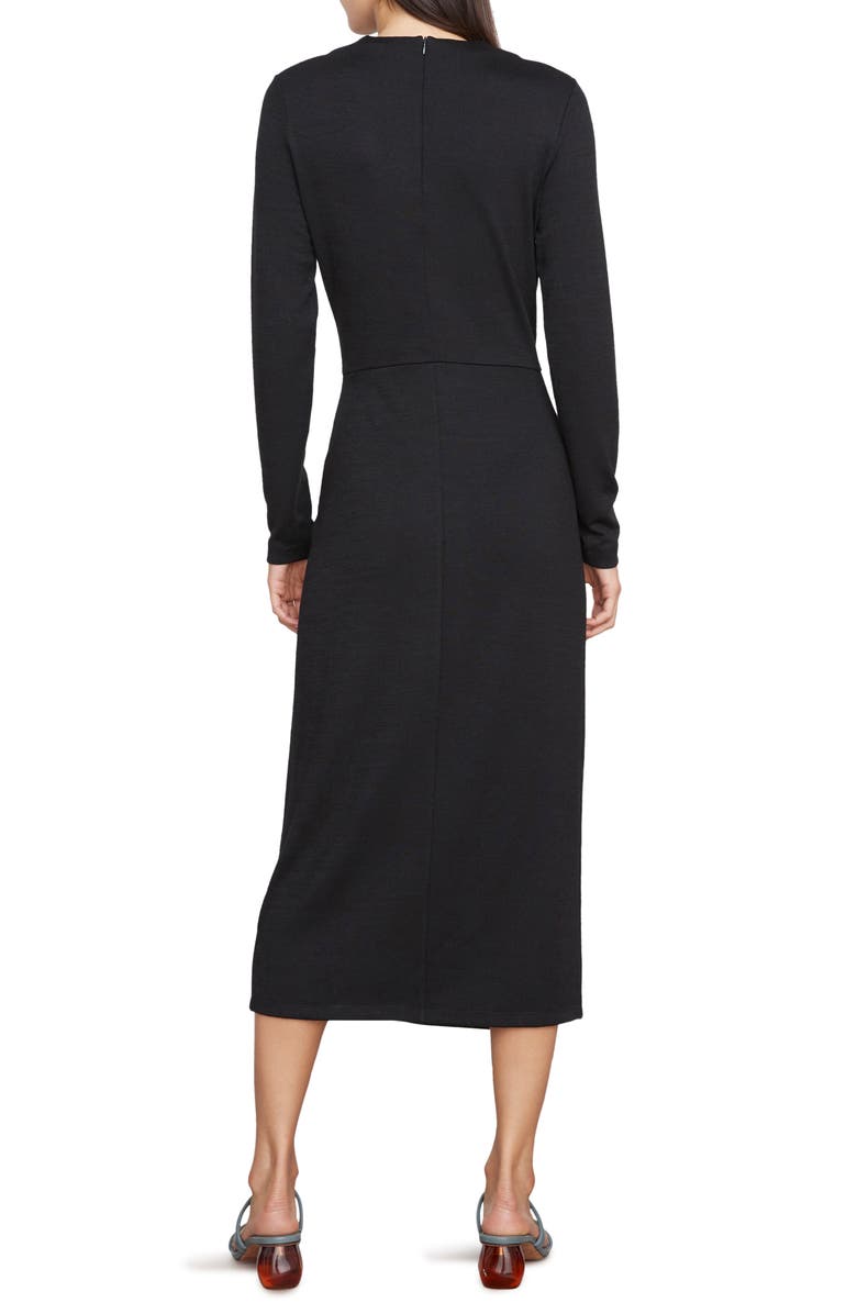 Vince Side Twist Long Sleeve Knit Midi Dress, Alternate, color, Black