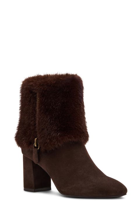 Akarli-F Faux Leather Bootie with Faux Fur Trim