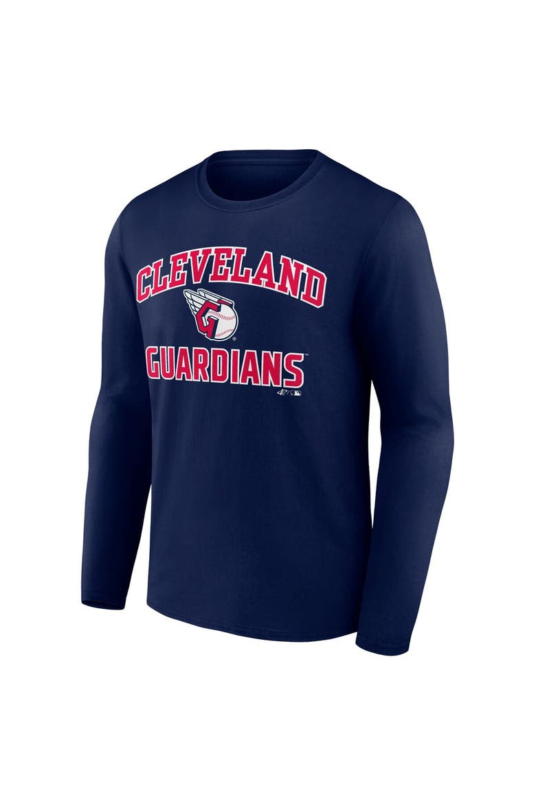 Men's Logo Athletic Navy Cleveland Guardians Heart & Soul Long Sleeve T-Shirt, Alternate, color, Navy
