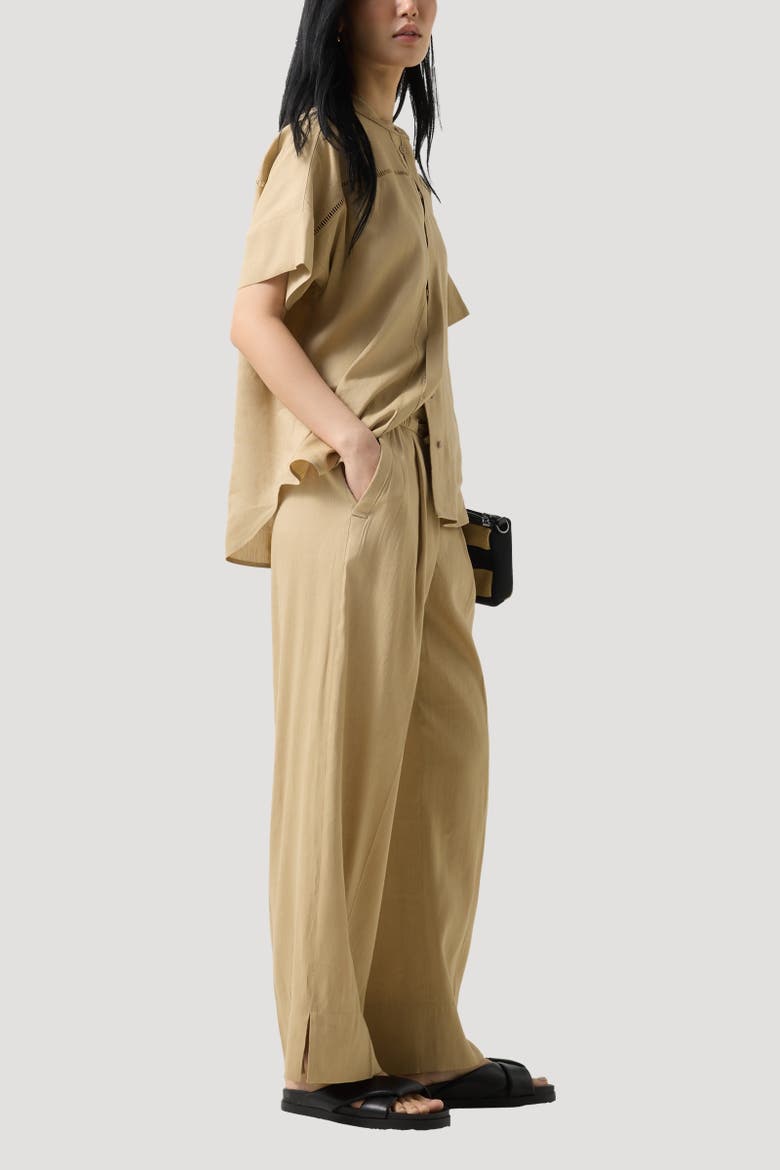 Candy linen blend pants, Alternate, color, Camel