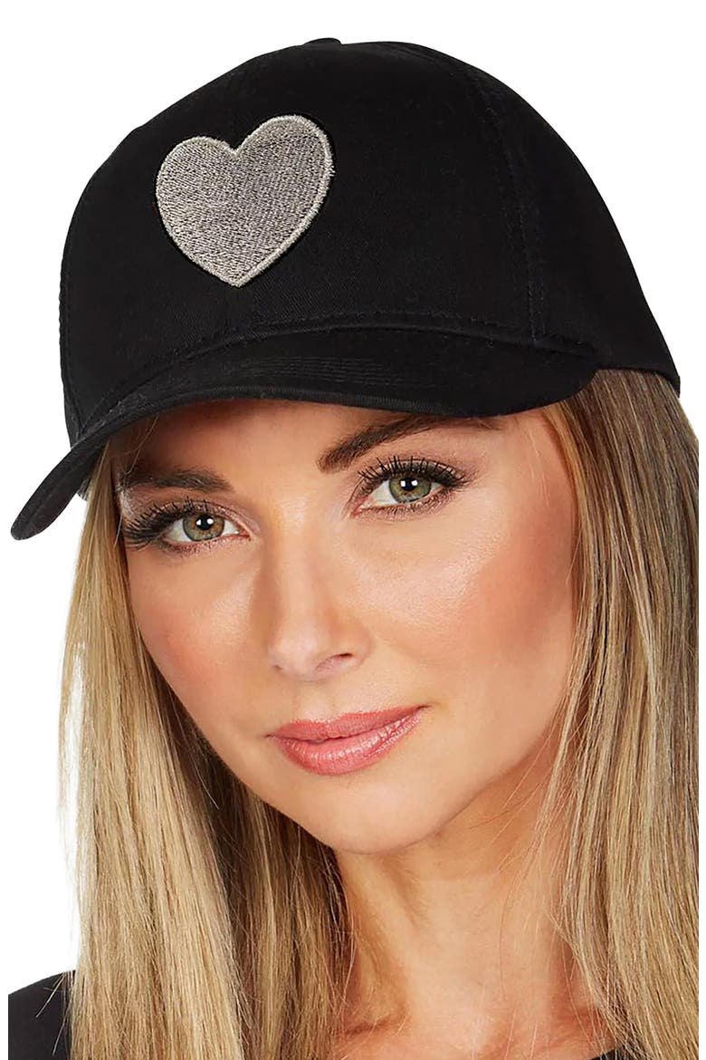 Bay Silver Heart Hat, Main, color, Black