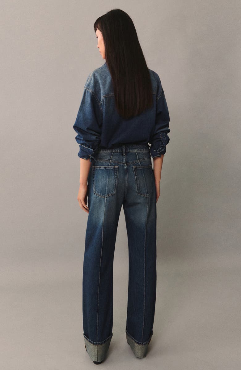 MANGO Oversize Denim Button-Up Shirt, Alternate, color, 