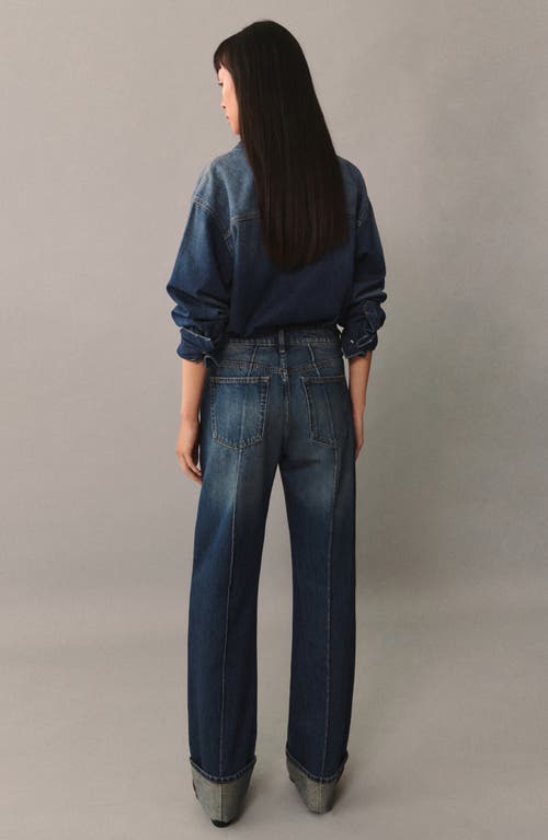 Mango Oversize Denim Button-up Shirt In Dark Blue
