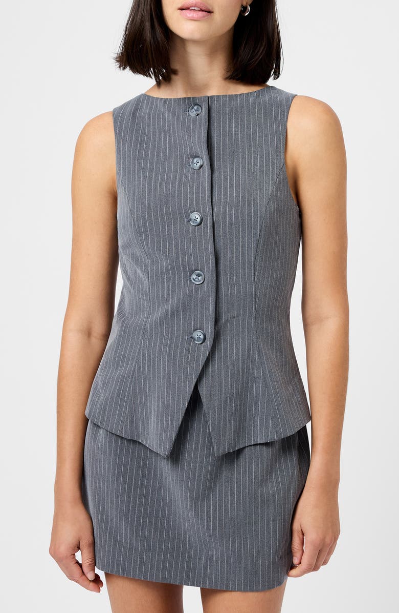 French Connection Minka Pinstripe Vest, Main, color, Steel Haze-White