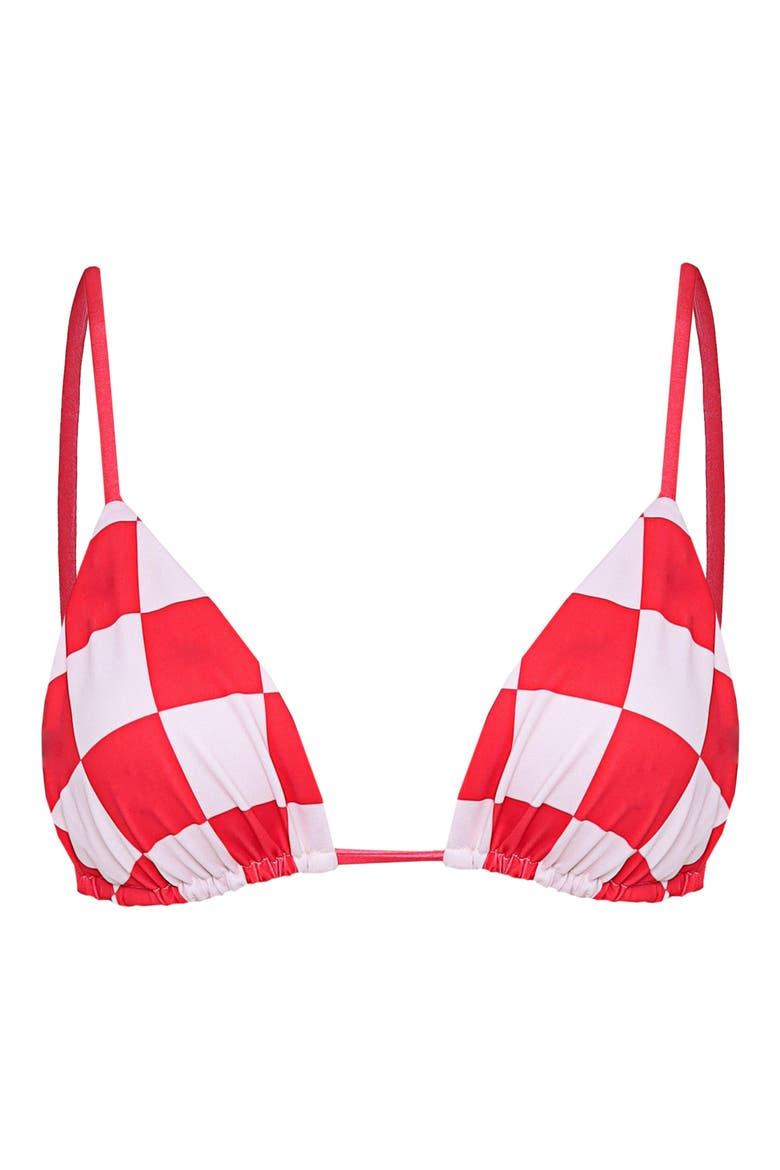 Balmy Check Bikini Top, Alternate, color, BRIGHT RED