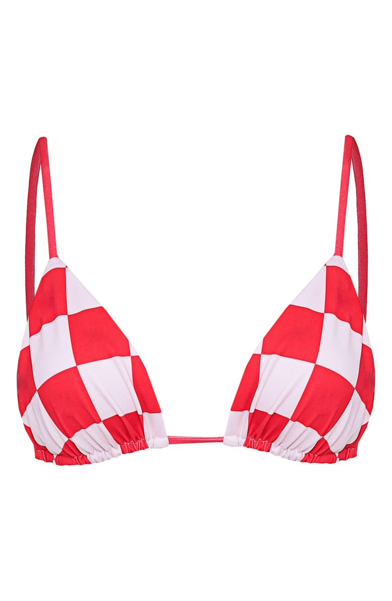 Maaji Balmy Check Bikini Top, Alternate, color, Bright Red
