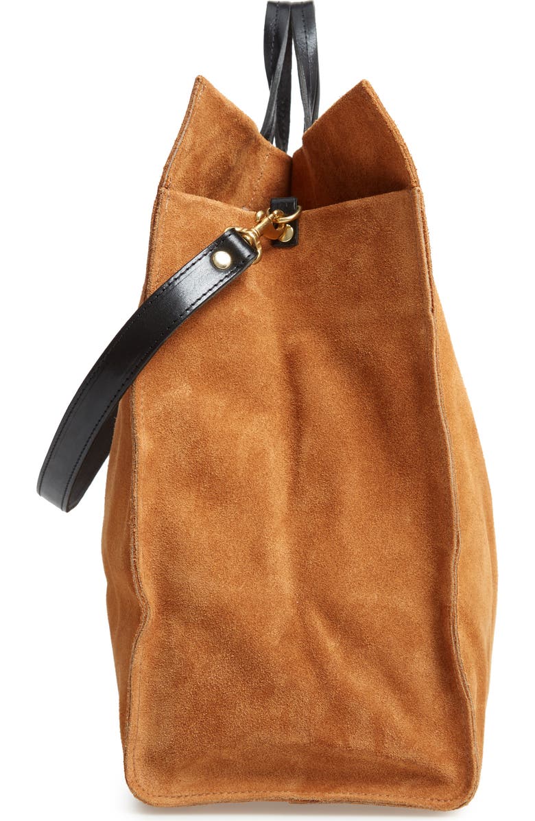 Clare V. Simple Stripe Suede Tote, Alternate, color,