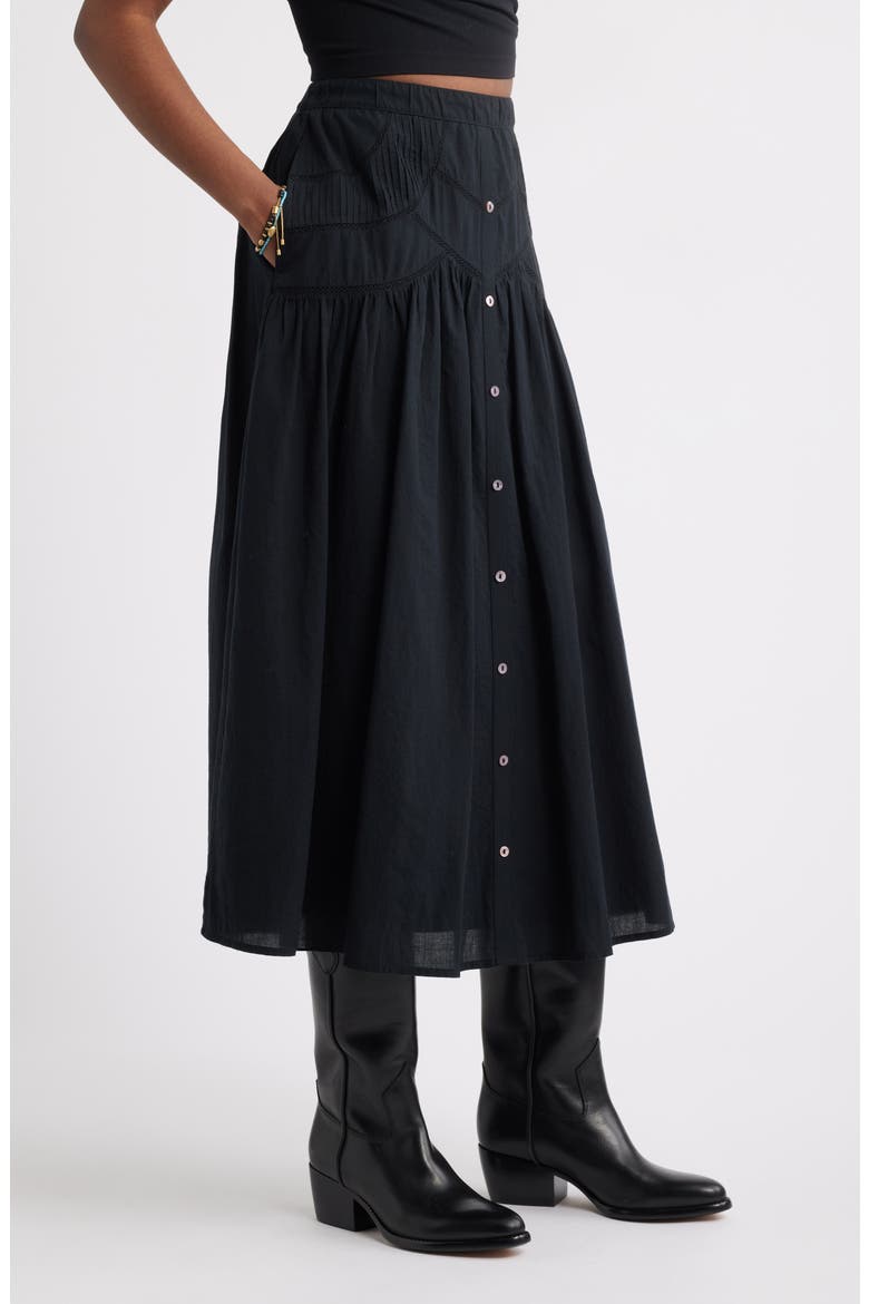Treasure & Bond Pintuck Cotton Midi Skirt (Women) | Nordstromrack