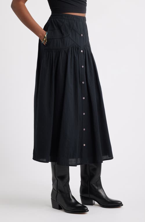 Treasure & Bond Pintuck Cotton Midi Skirt