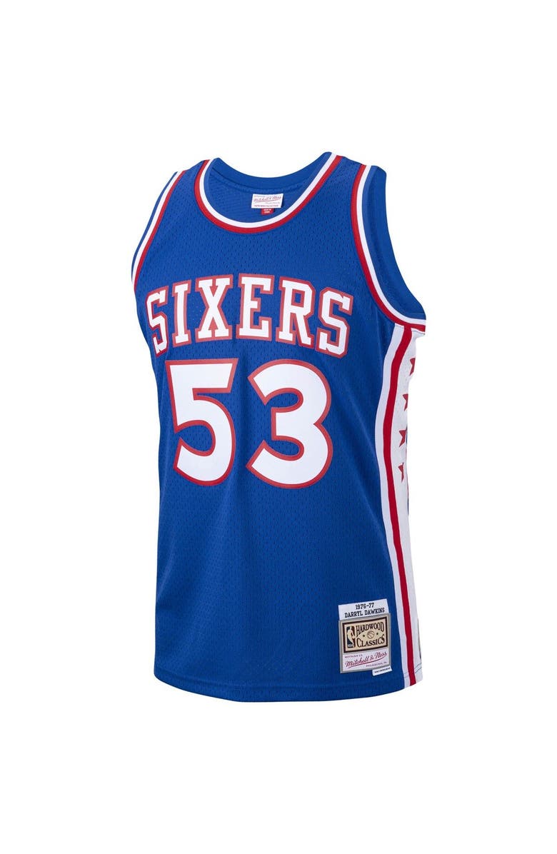 Mitchell & Ness Men's Mitchell & Ness Darryl Dawkins Royal Philadelphia 76ers 1976/77 Hardwood Classics Swingman Jersey, Alternate, color, 