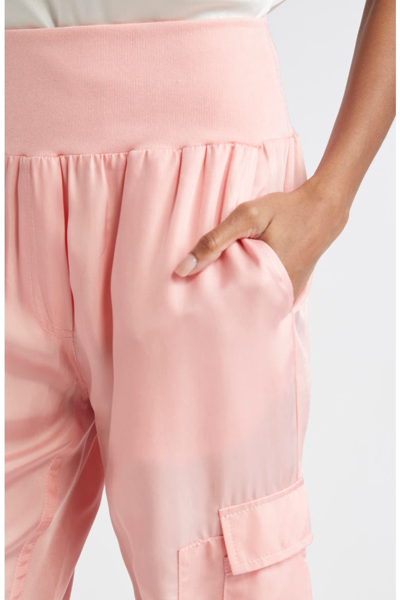 Giles Cupro Crop Cargo Joggers, Alternate, color, PINK POPPY
