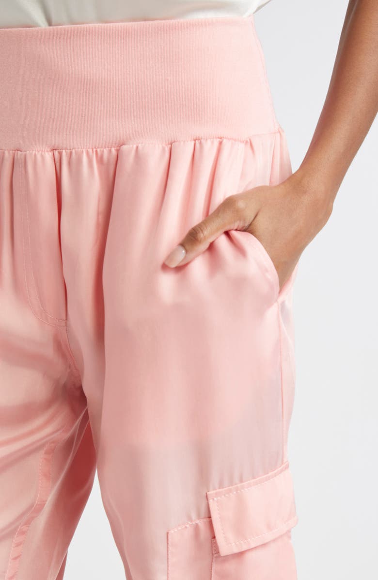 Cinq à Sept Giles Cupro Crop Cargo Joggers, Alternate, color, Pink Poppy