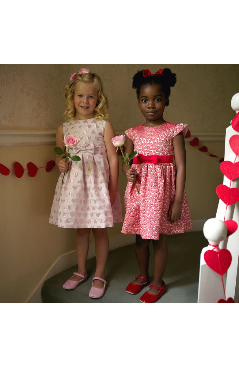 Rachel Riley Sleeveless Heart Damask Dress, Alternate, color, Pink