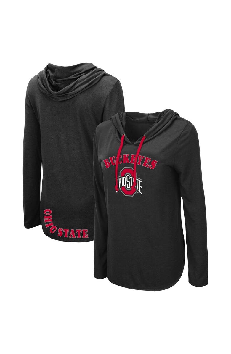COLOSSEUM Women's Colosseum Black Ohio State Buckeyes My Lover Lightweight Hooded Long Sleeve T-Shirt, Main, color, Black