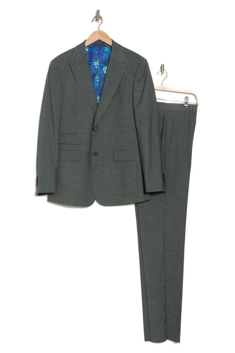 Solid Olive Mélange Suit, Alternate, color, OLIVE
