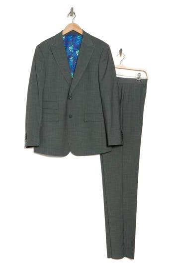 English Laundry Solid Olive Mélange Suit In Olive