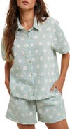 WISHLIST Floral Plaid Shirt and Shorts Set