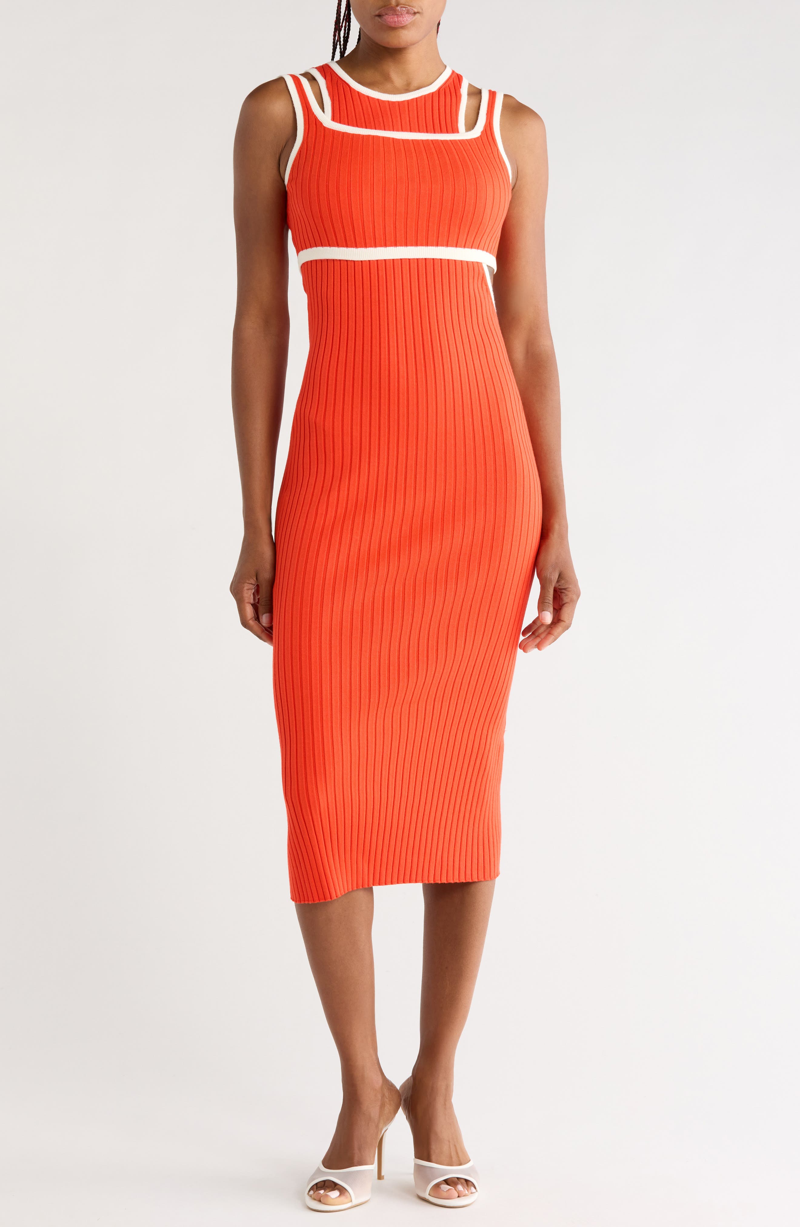Ribbed Cutout Midi Dress