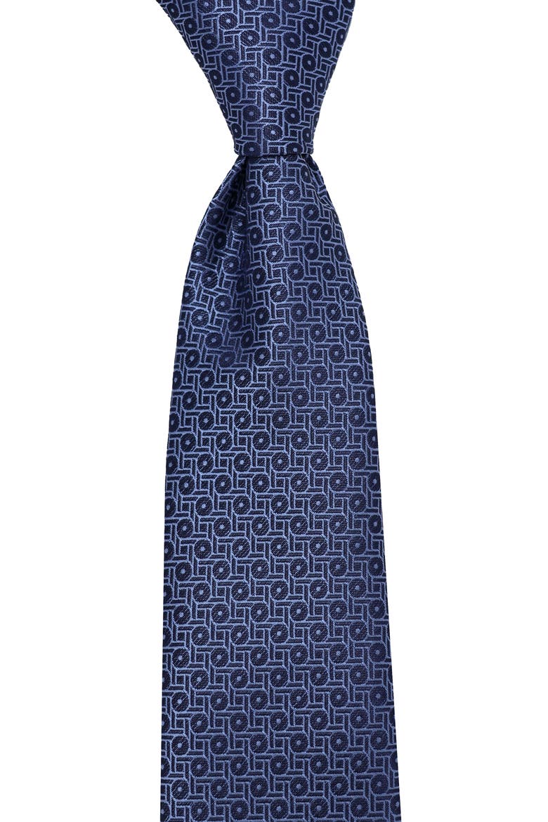 Geometric Neat Tie, Alternate, color, NVY/ BLUE