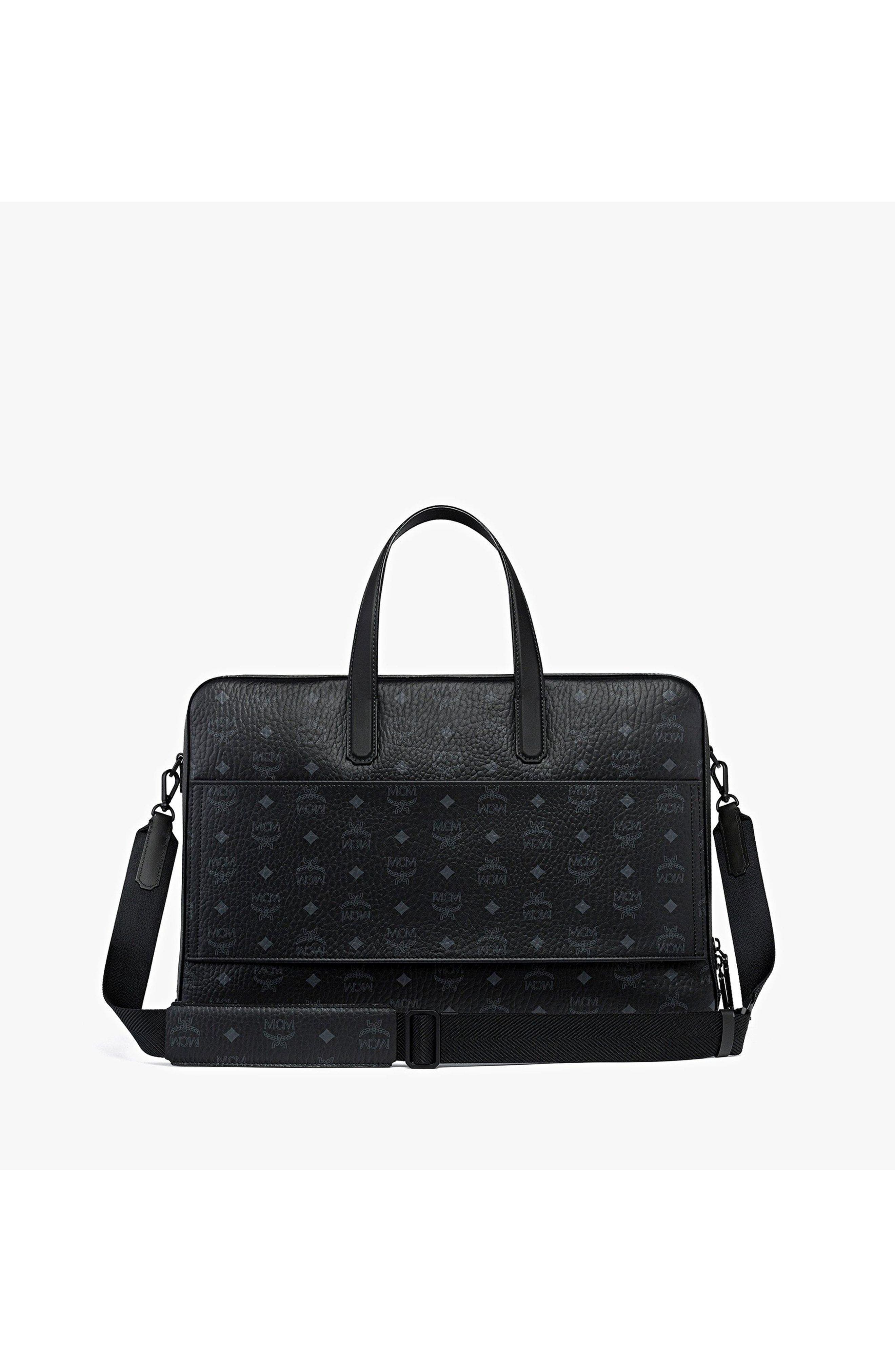 MCM Ottomar Garment Bag in Visetos, Alternate, color, Black