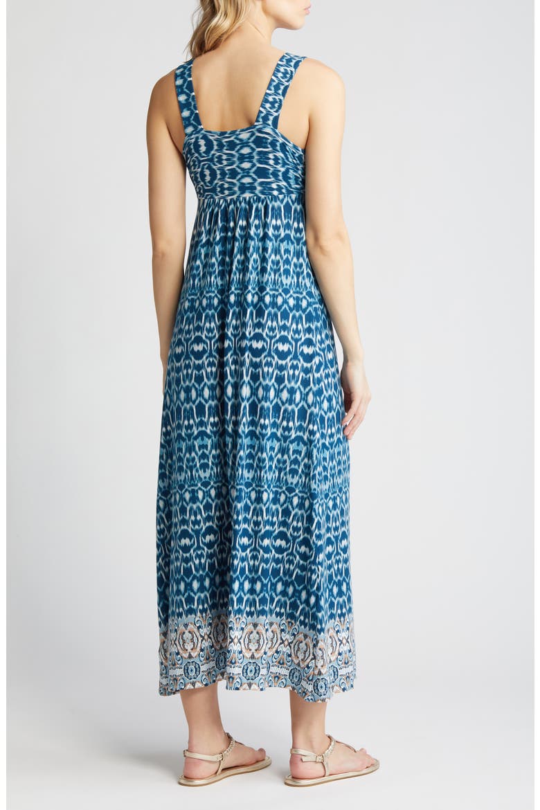 Border Print Sleeveless Jersey Maxi Dress, Alternate, color, TEAL