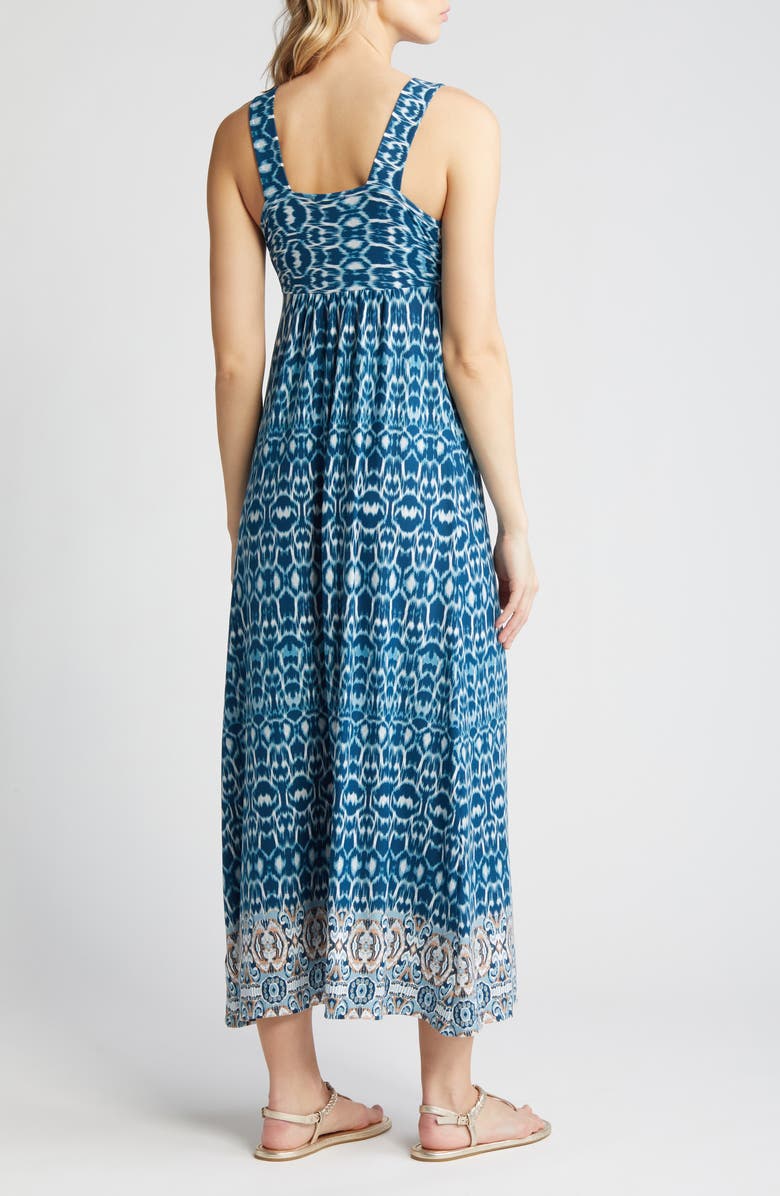 Loveappella Border Print Sleeveless Jersey Maxi Dress, Alternate, color, Teal