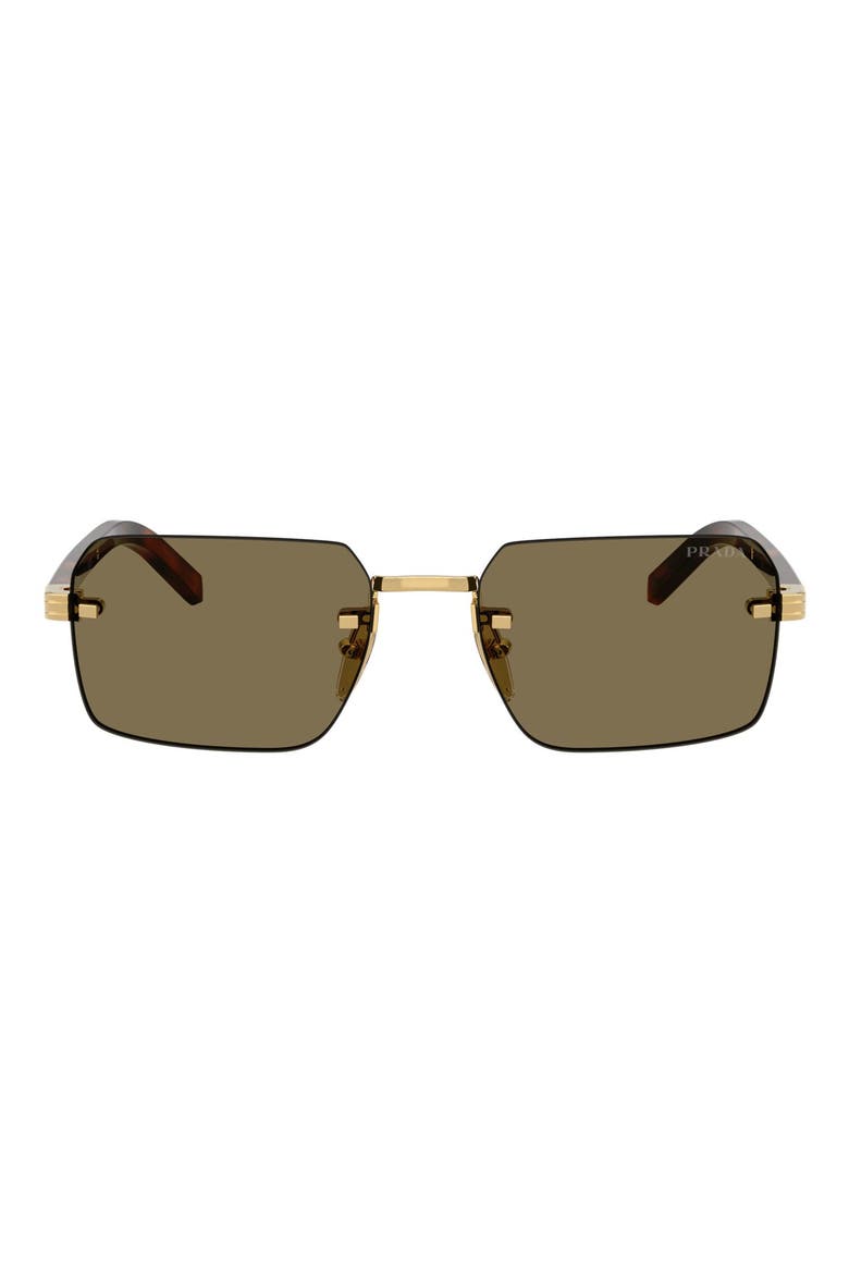 55mm Rectangular Sunglasses, Main, color, GOLD / LIGHT BROWN