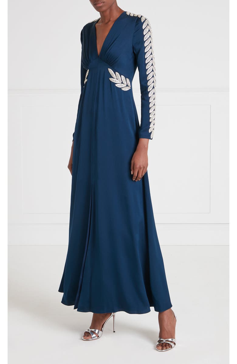 Temperley London Vine Sleeved Gown, Alternate, color, Midnight