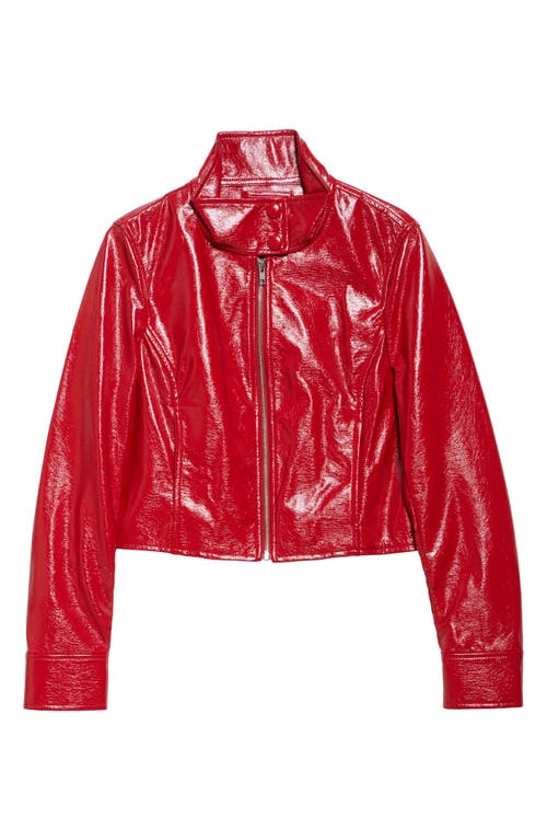 Shop Stand Studio Yaz Crop Faux Leather Jacket In Watermelon