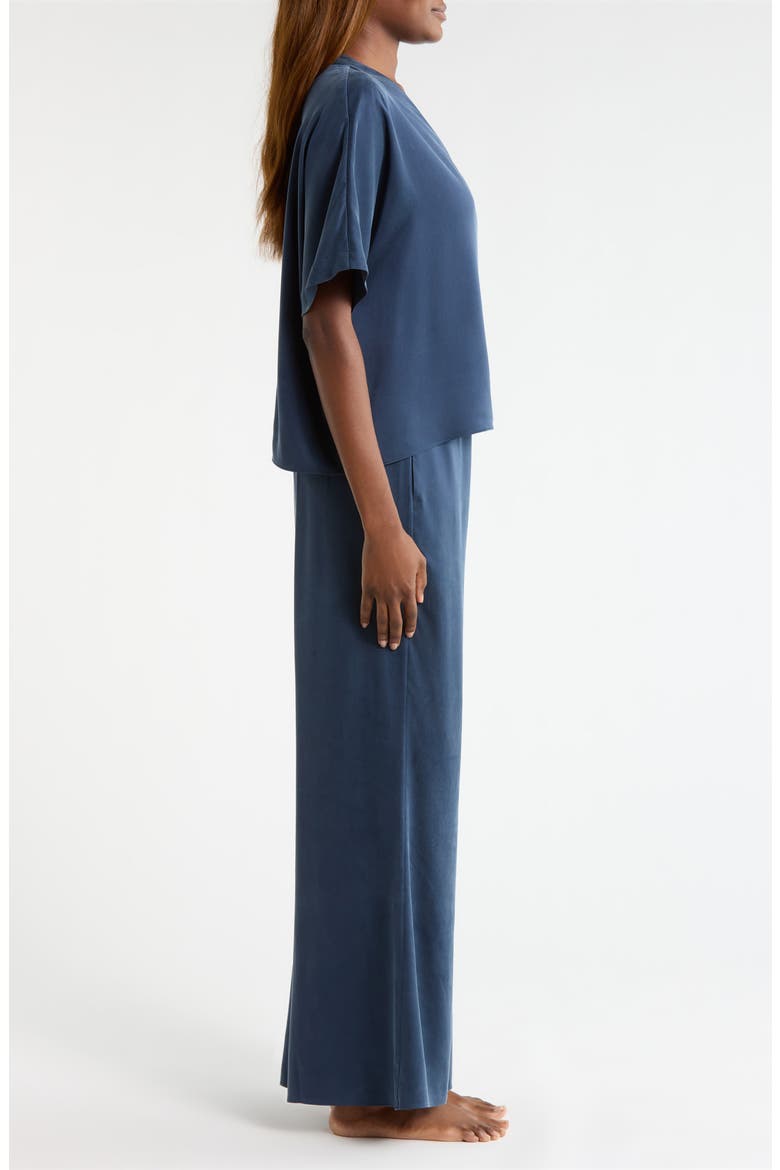 Washable Silk Crossover Pajamas, Alternate, color, DEEP BLUE