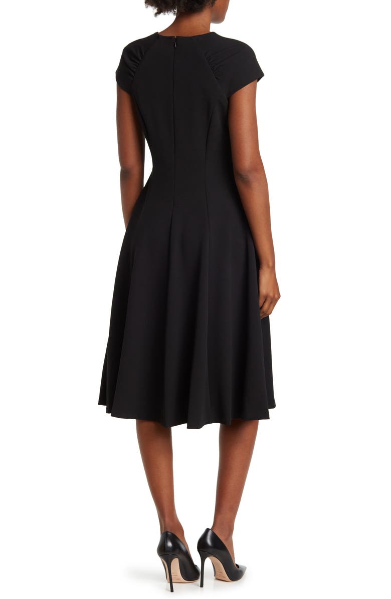 Calvin Klein Rouche Cap Sleeve Midi Dress, Alternate, color, 