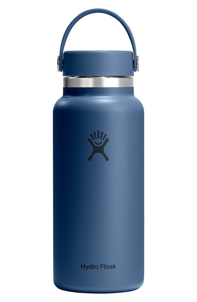 Hydro Flask 32-Ounce Wide Mouth Flex Straw Cap Bottle, Main, color, Harbor Blue