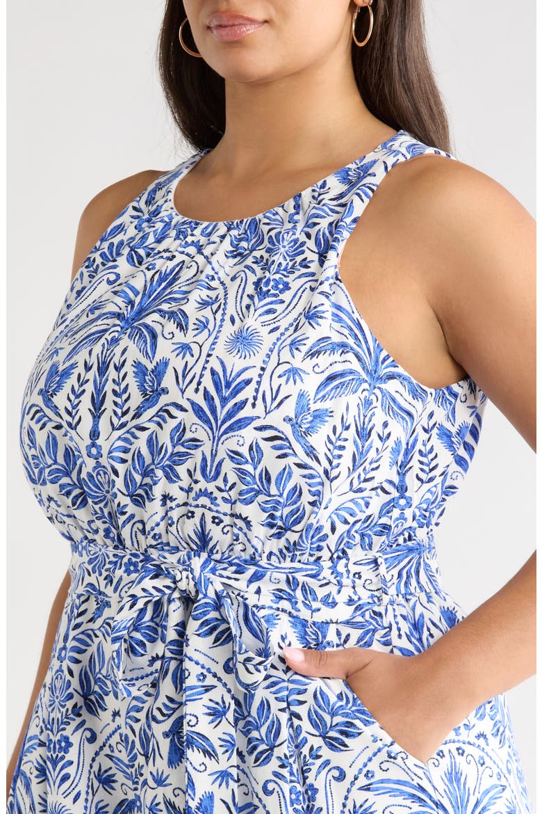 Romina Tropical Jora Sleeveless Jumpsuit, Alternate, color, WHITE BLUE-MULTI