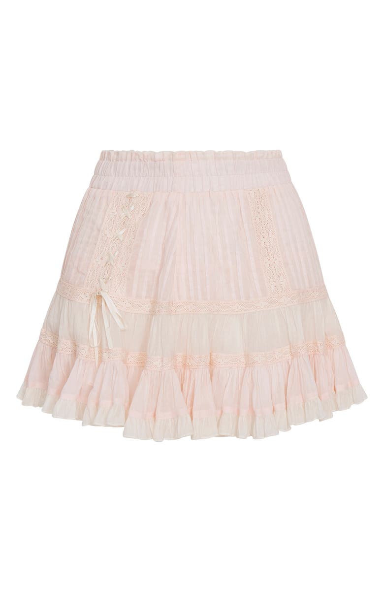 LoveShackFancy Trevina Lace Inset Cotton Skirt, Alternate, color, 