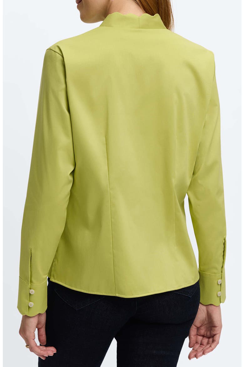 Bridget Scalloped Matte Sateen Button-Up Shirt, Alternate, color, CHARTREUSE