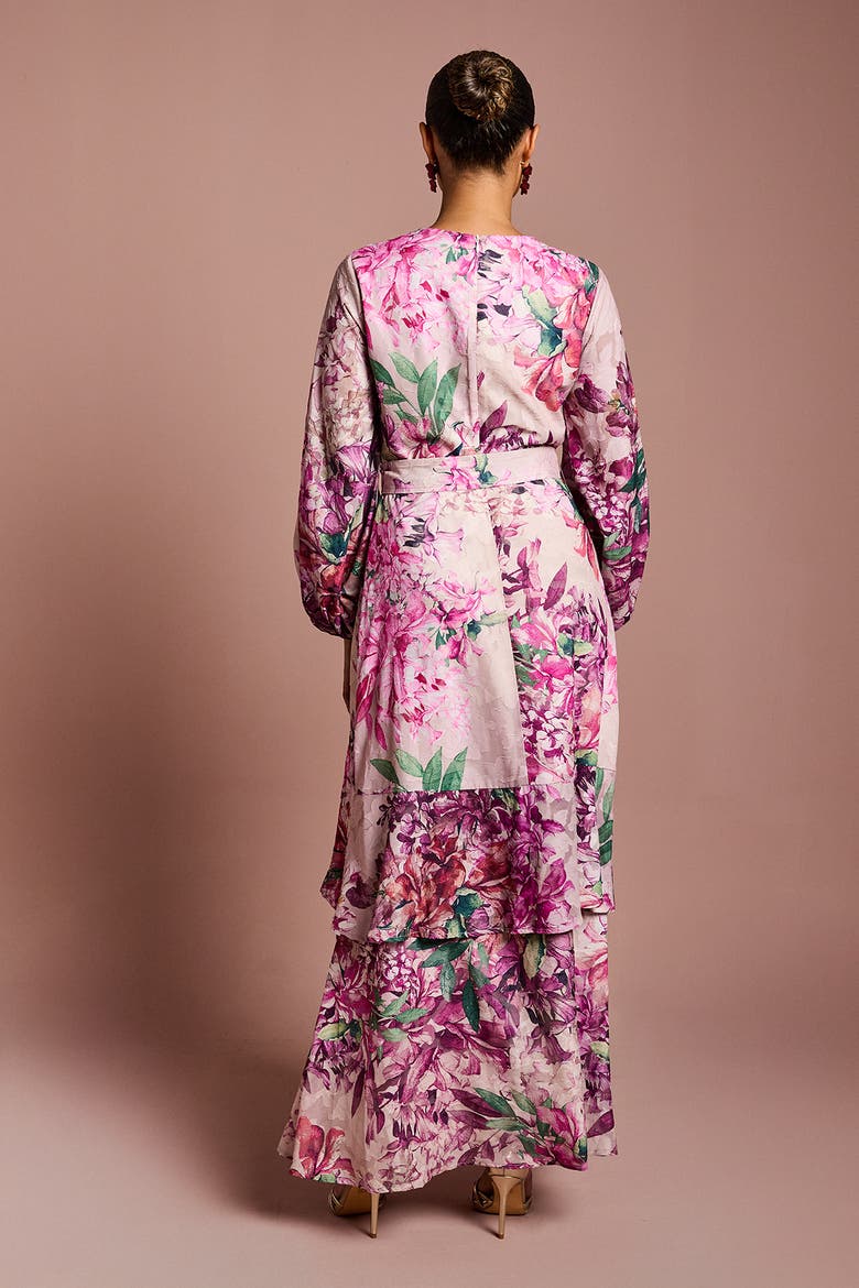 Petite Long Sleeve Chiffon Midaxi Dress, Alternate, color, Pink