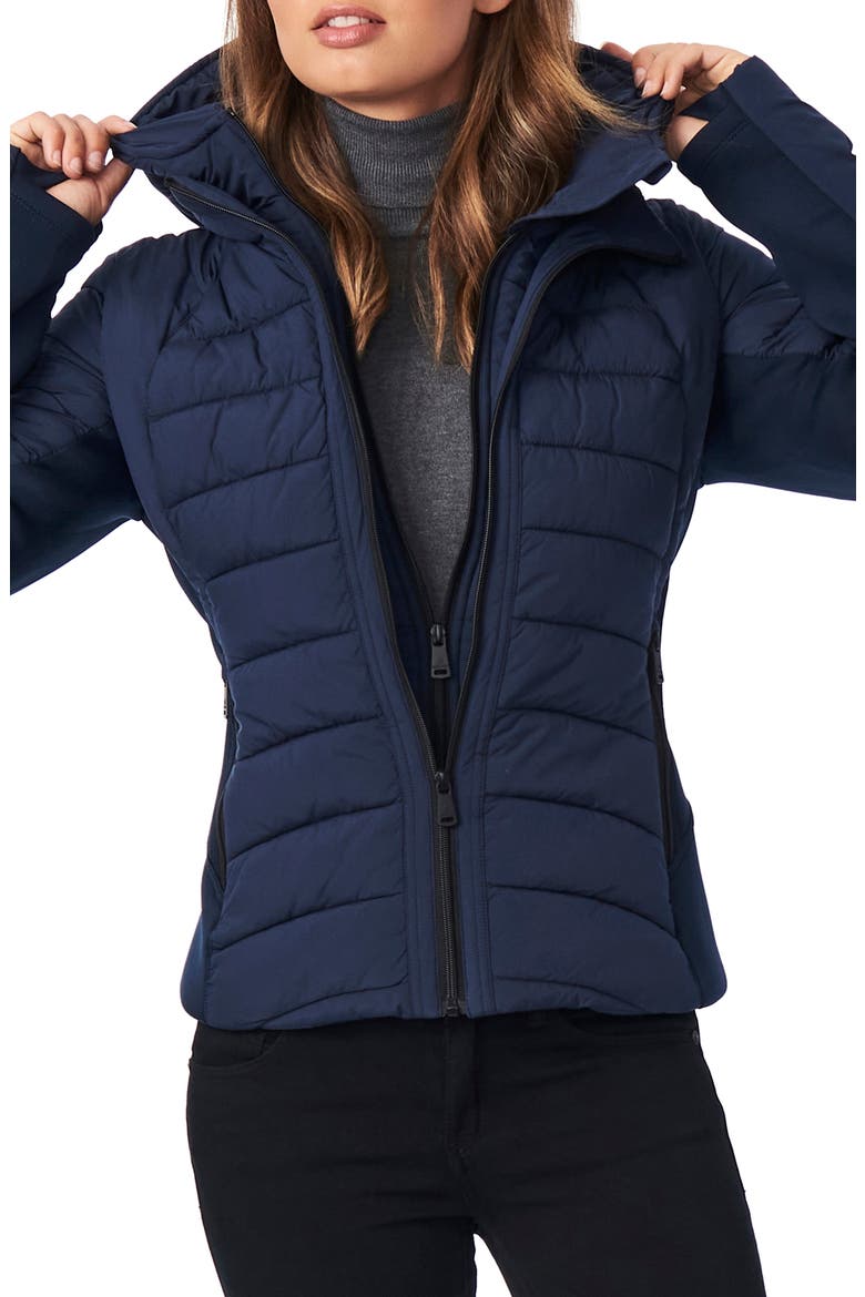 Hooded Quilted Water Repellent Jacket, Main, color, DEEP OCEAN